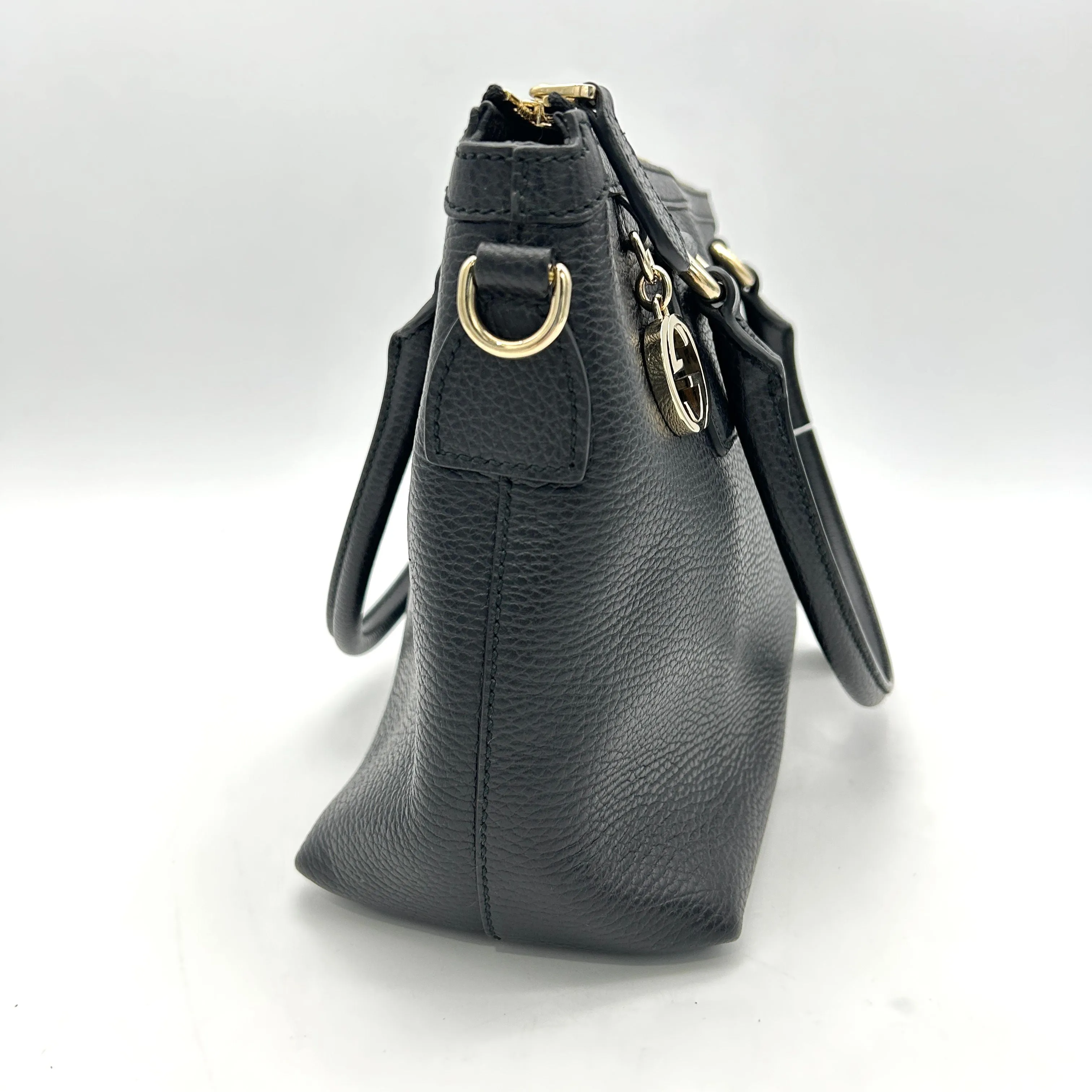 GUCCI Dollar Calfskin GG Charm Satchel Black gu8859se