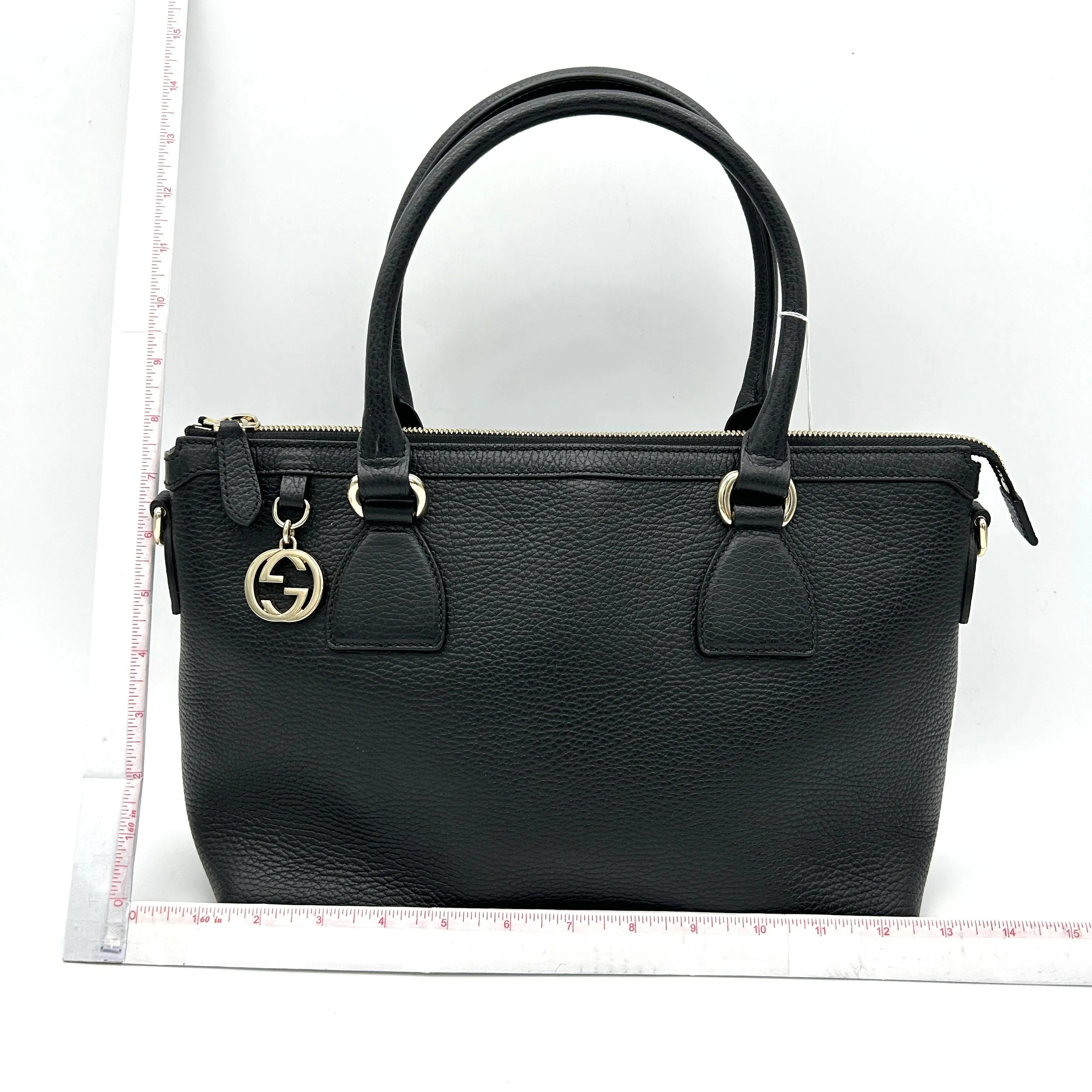 GUCCI Dollar Calfskin GG Charm Satchel Black gu8859se