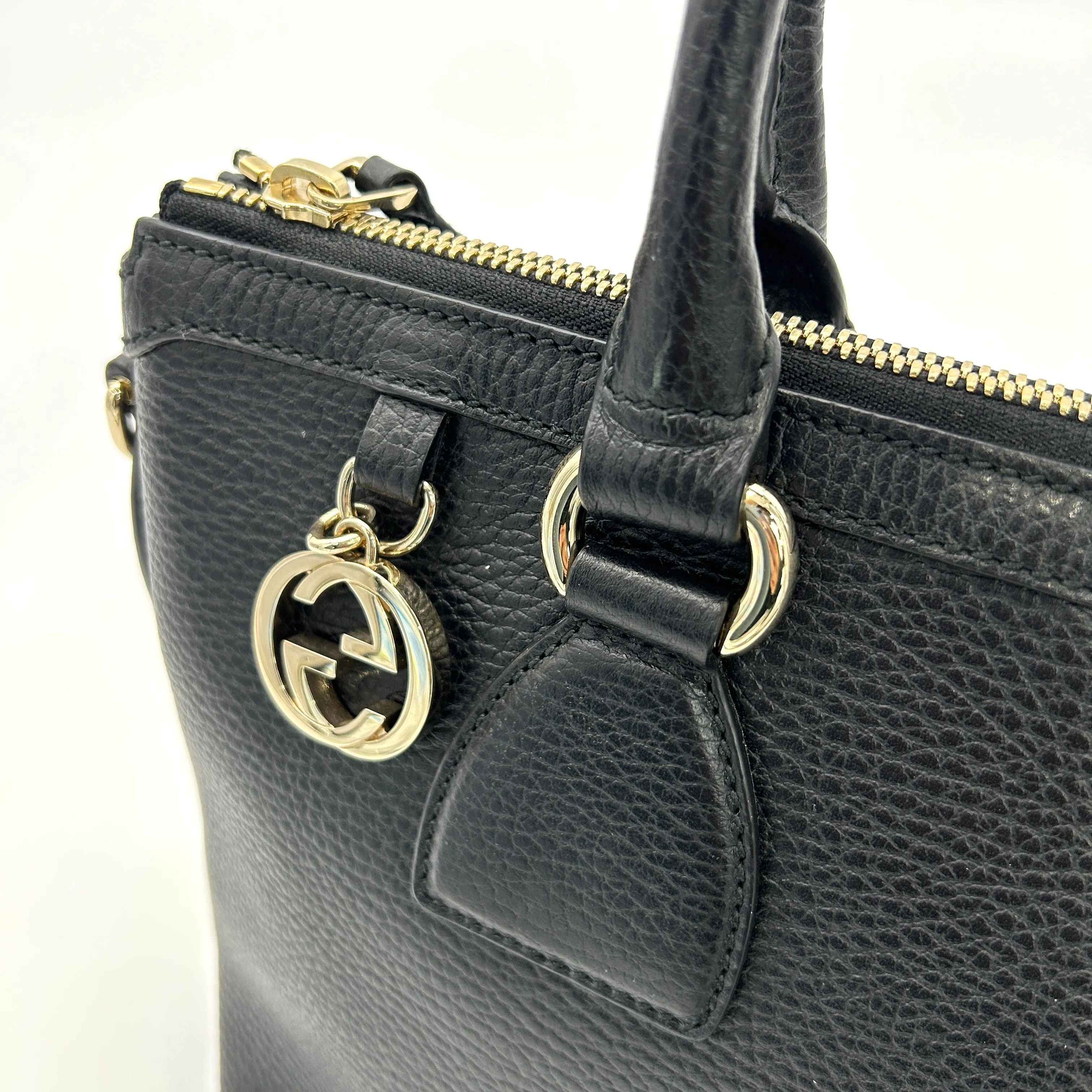 GUCCI Dollar Calfskin GG Charm Satchel Black gu8859se