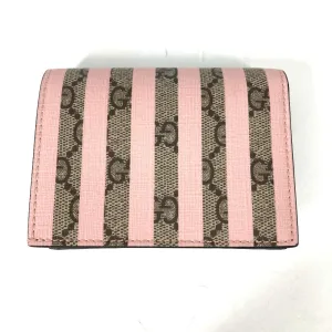 GUCCI Folded wallet 701489 GG Supreme Canvas Pink x Beige GG Supreme Stripe ice cream Women Used