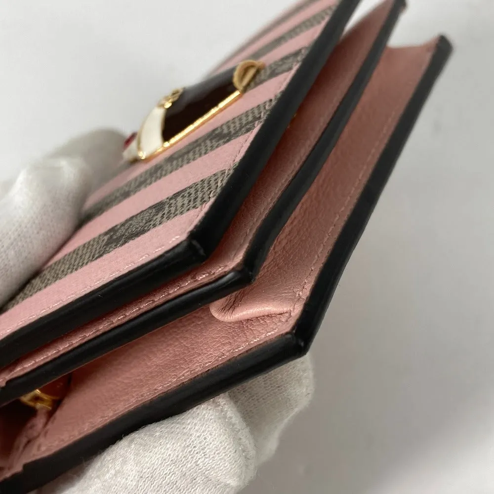 GUCCI Folded wallet 701489 GG Supreme Canvas Pink x Beige GG Supreme Stripe ice cream Women Used