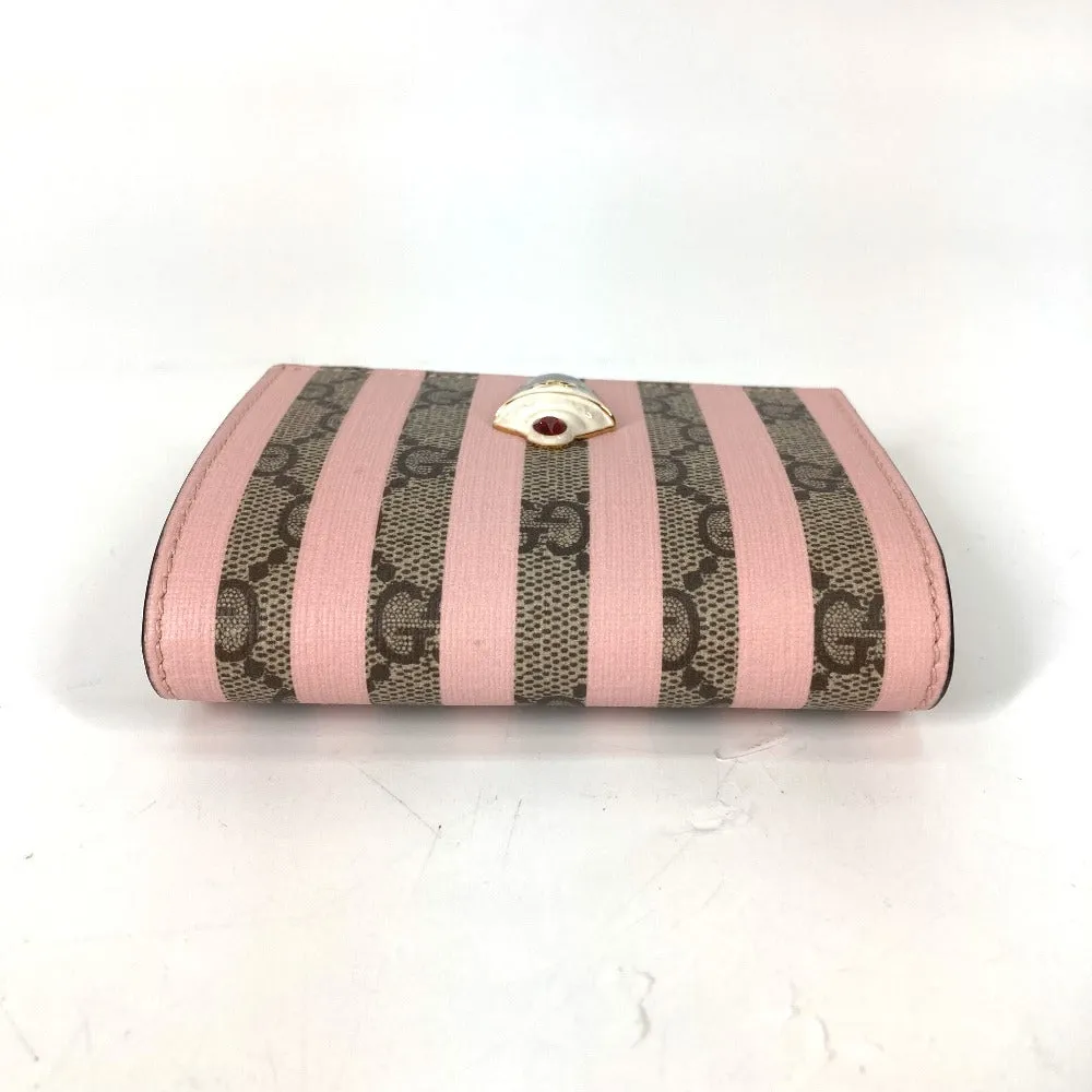 GUCCI Folded wallet 701489 GG Supreme Canvas Pink x Beige GG Supreme Stripe ice cream Women Used