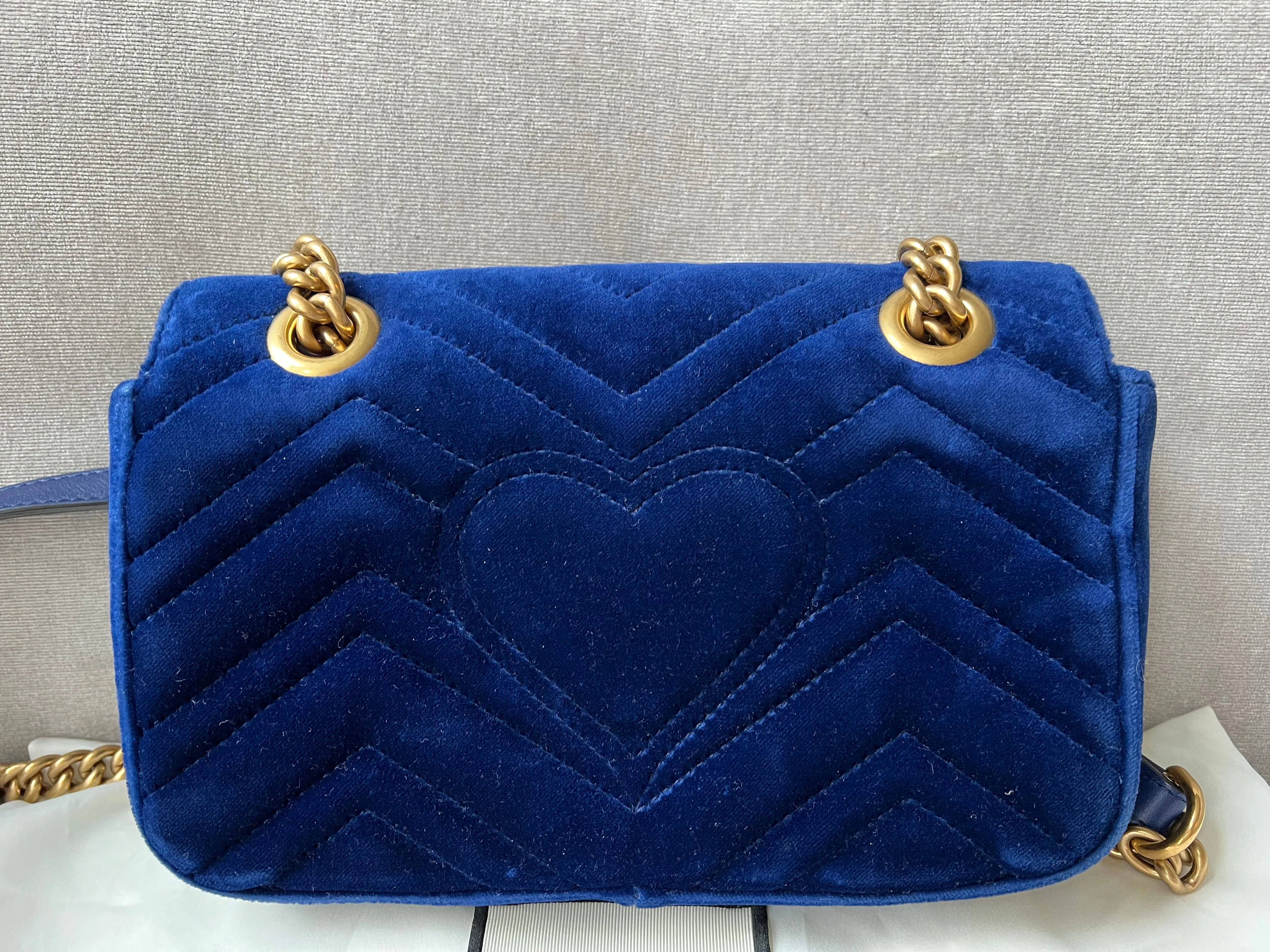 Gucci GG Blue Velvet Marmont Mini Shoulder Bag (RRP £1295)