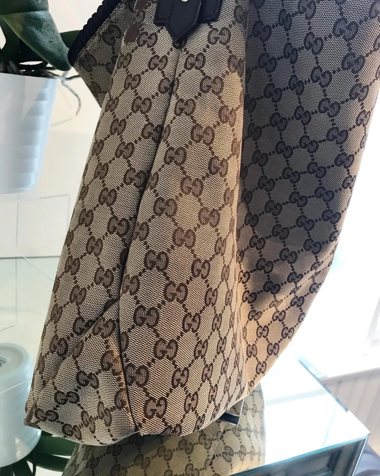 GUCCI GG Canvas Large Horsebit Hobo Bag