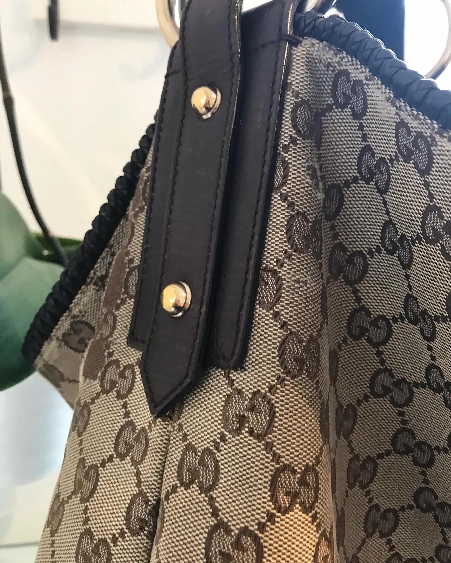 GUCCI GG Canvas Large Horsebit Hobo Bag