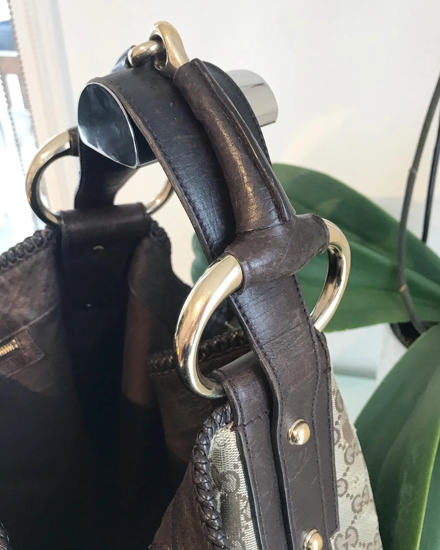 GUCCI GG Canvas Large Horsebit Hobo Bag