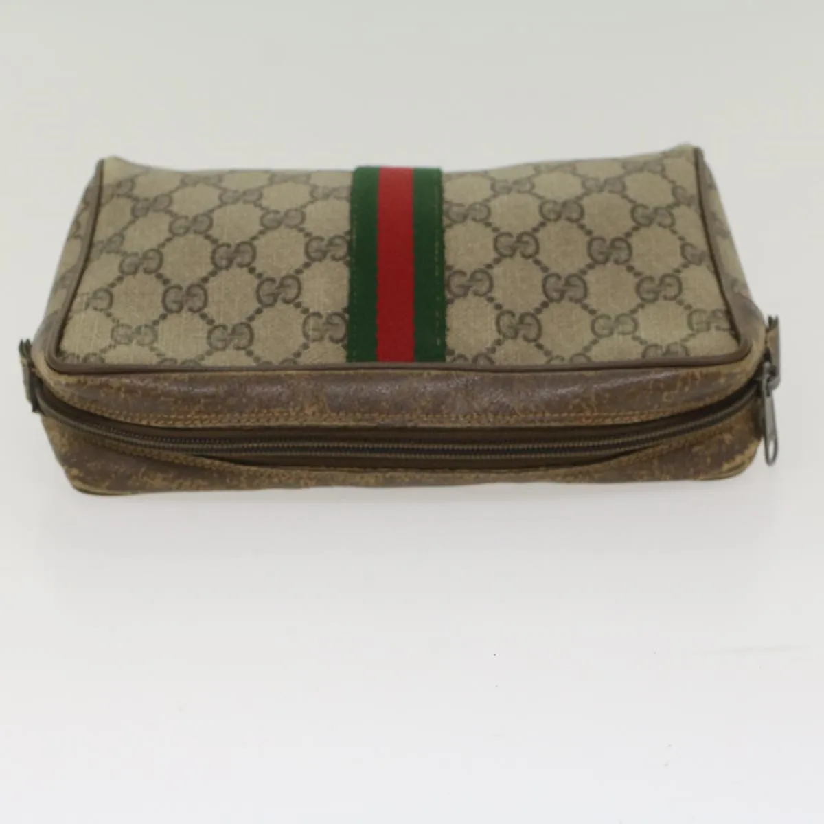 GUCCI GG Canvas Web Sherry Line Clutch Bag Beige Red Green 56.01.012  yk8055