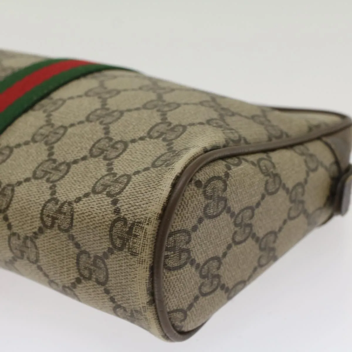 GUCCI GG Canvas Web Sherry Line Clutch Bag Beige Red Green 56.01.012  yk8055