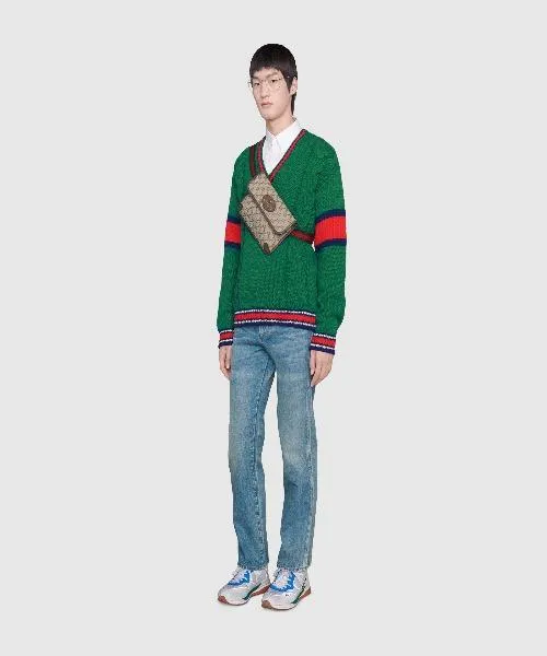 Gucci GG Supreme Belt Bag Brown Trims