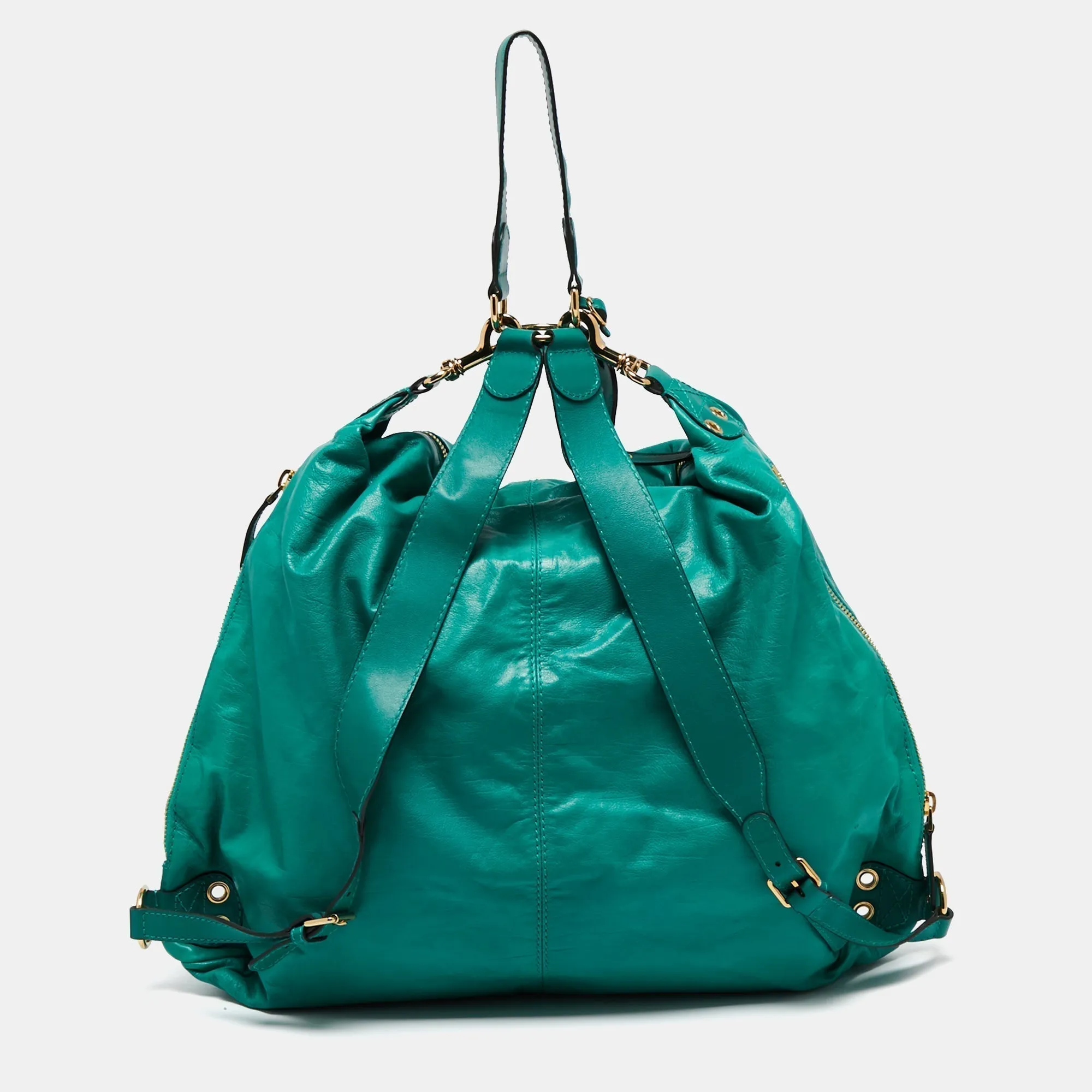 Gucci Green Leather Large Darwin Convertible Backpack