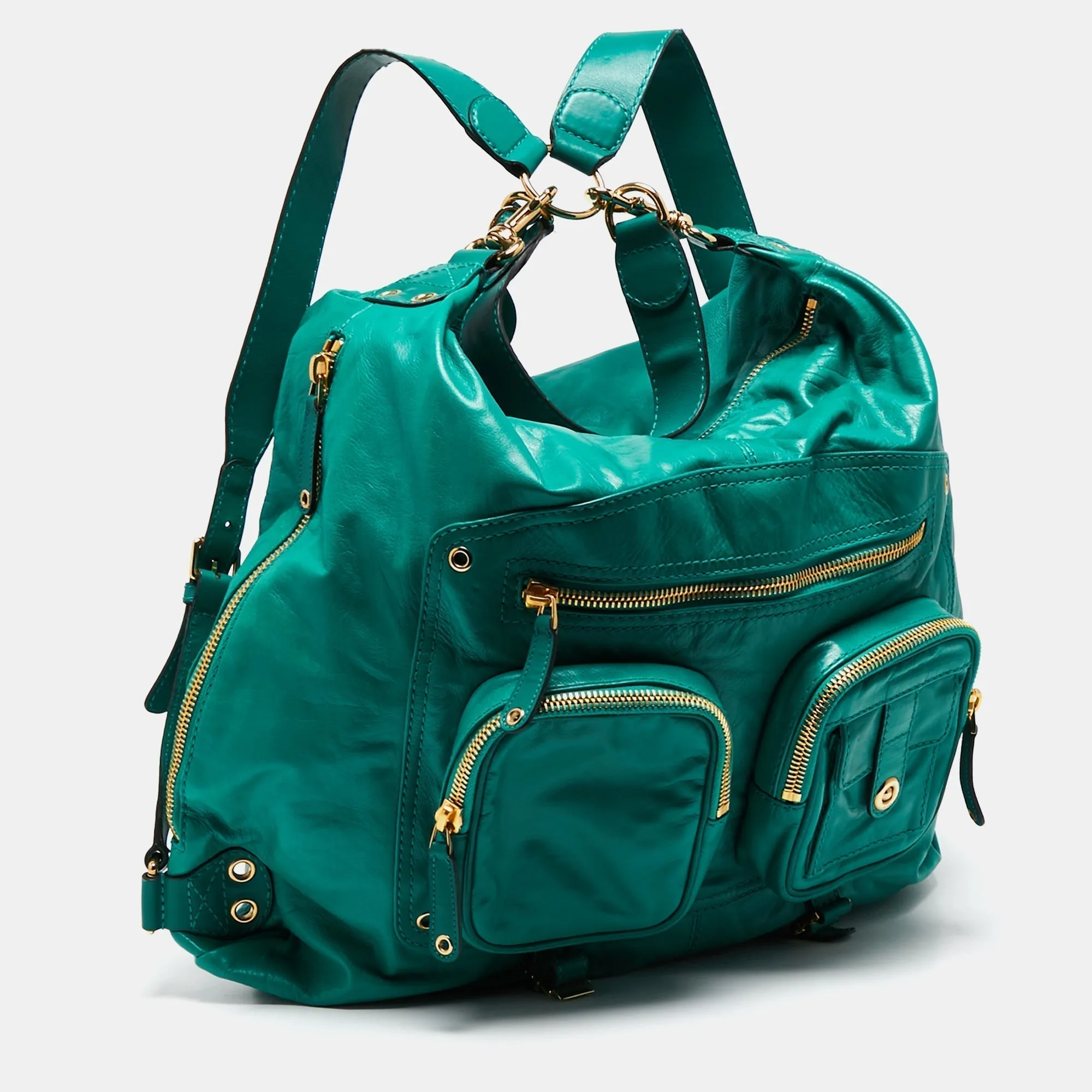 Gucci Green Leather Large Darwin Convertible Backpack