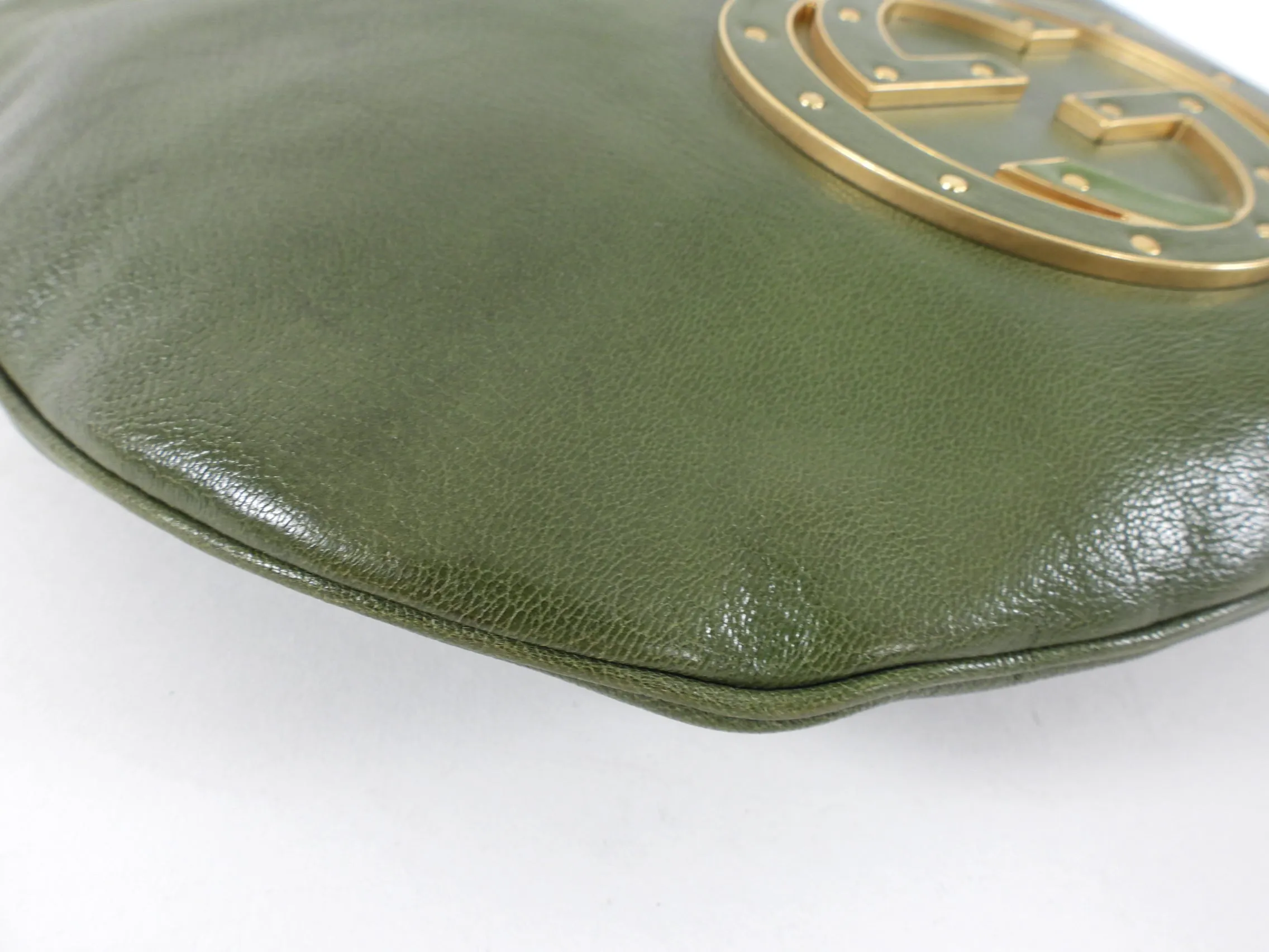 Gucci Green Small Blondie GG Logo Leather Hobo Bag