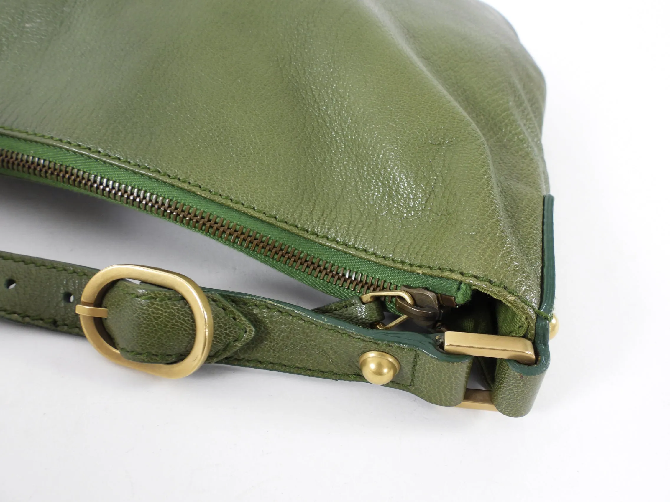 Gucci Green Small Blondie GG Logo Leather Hobo Bag