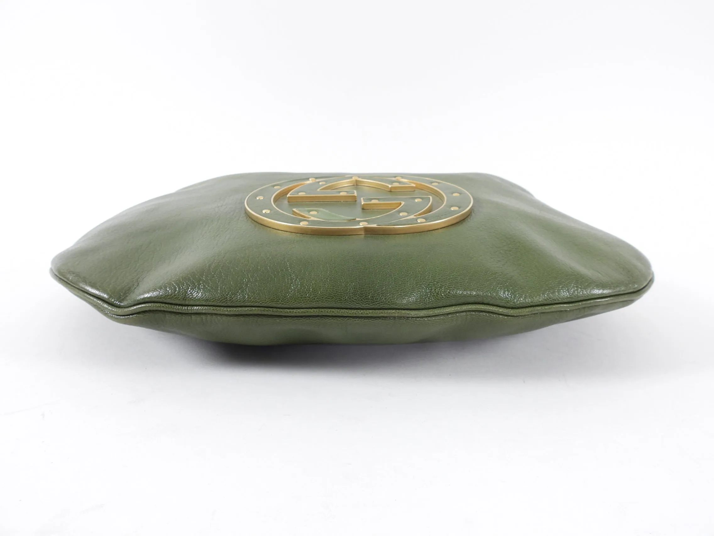 Gucci Green Small Blondie GG Logo Leather Hobo Bag