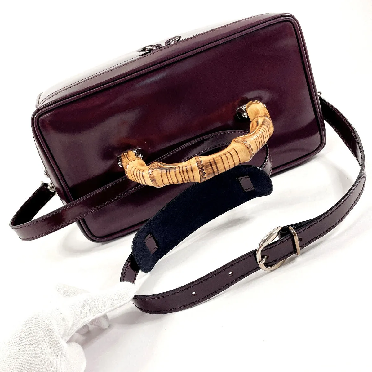 GUCCI Handbag 013 2122 2491 Patent leather purple Bamboo Vanity Women Used