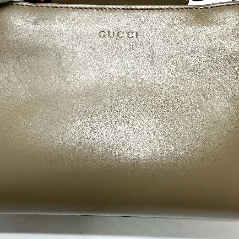 GUCCI Handbag 470271 leather Brown Bamboo Faux Pearl Women Used