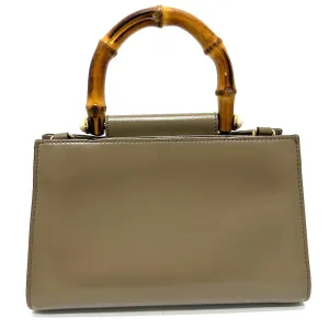 GUCCI Handbag 470271 leather Brown Bamboo Faux Pearl Women Used