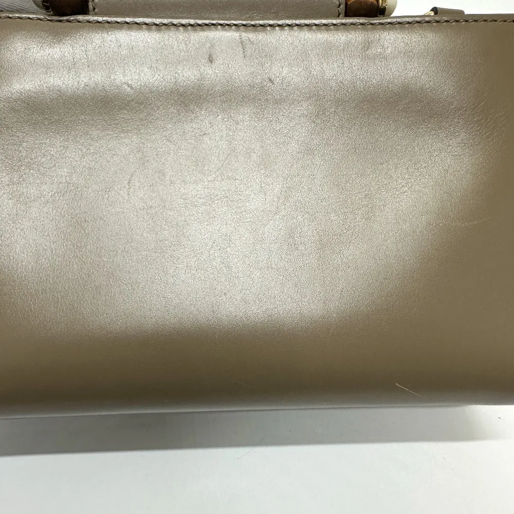 GUCCI Handbag 470271 leather Brown Bamboo Faux Pearl Women Used