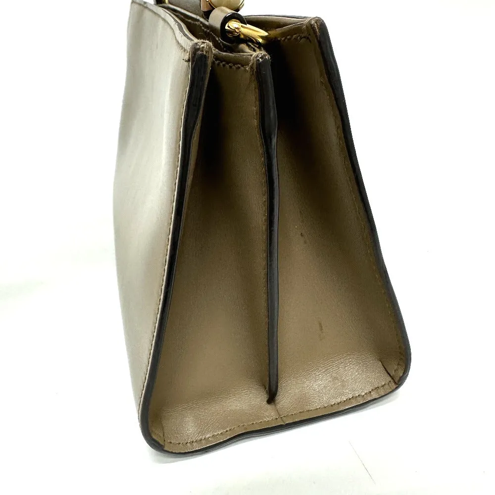 GUCCI Handbag 470271 leather Brown Bamboo Faux Pearl Women Used