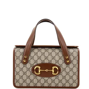 GUCCI Horsebit 1955 Boston Bag GG Coated Canvas Small