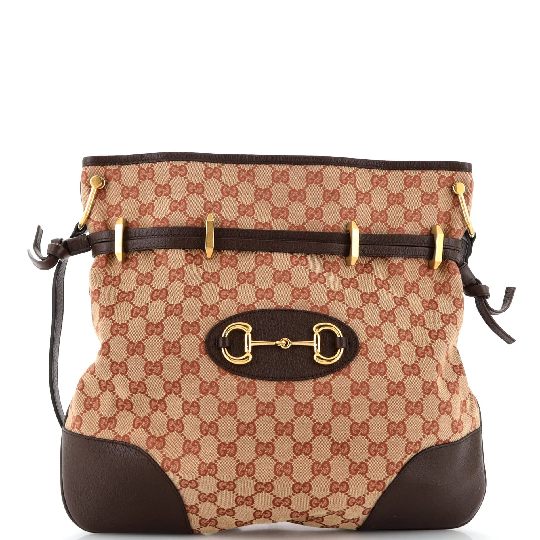 GUCCI Horsebit 1955 Messenger Bag GG Canvas Large