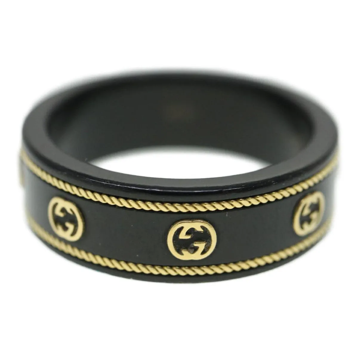 Gucci Interlocking Yg Ring 18K Black