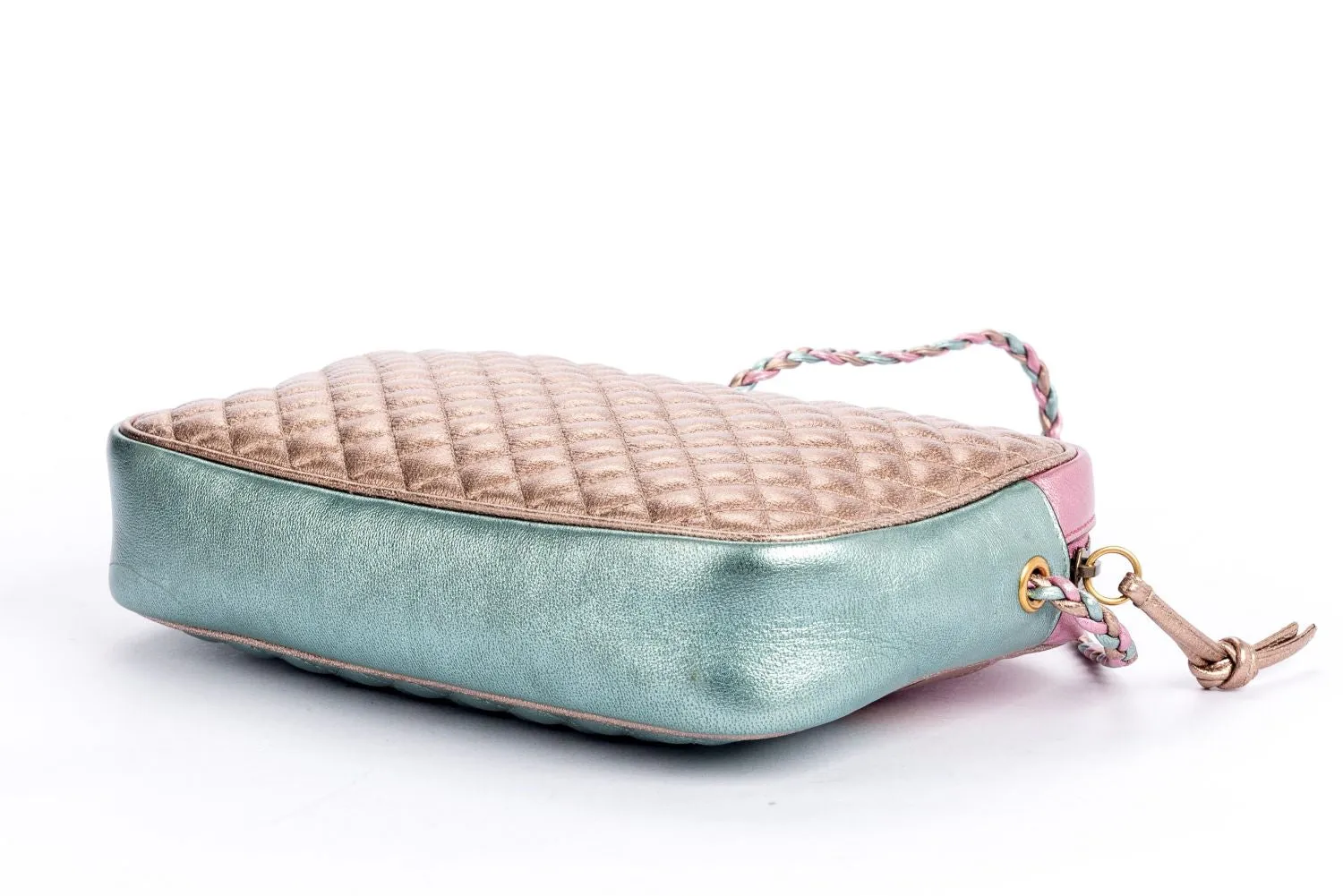 Gucci Laminate Shoulder Bag, Quilted Pink Metallic & Blue Metallic