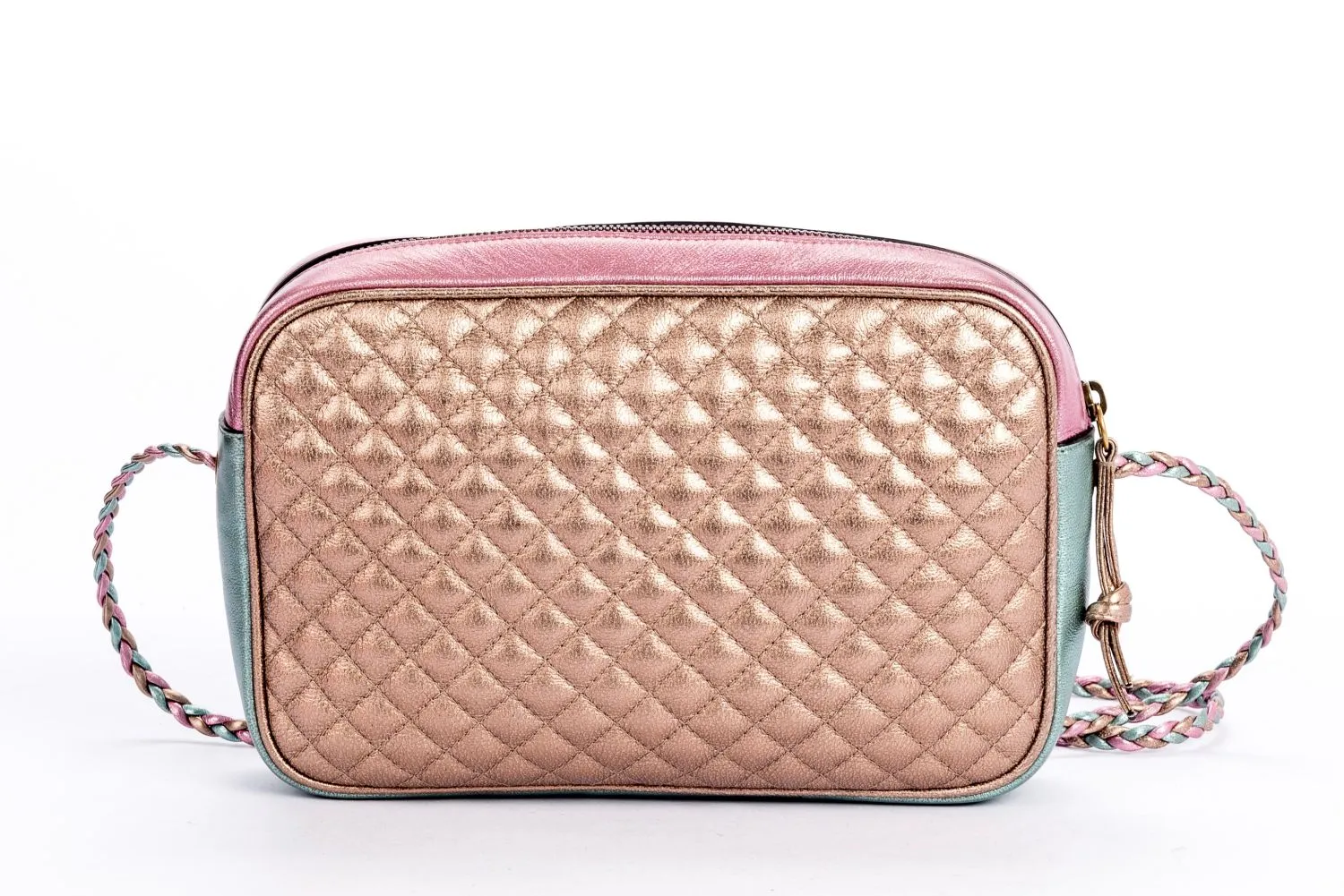 Gucci Laminate Shoulder Bag, Quilted Pink Metallic & Blue Metallic