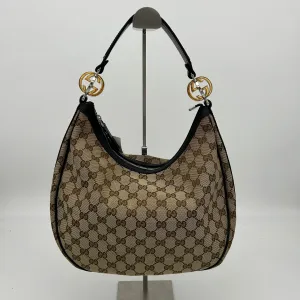 Gucci Large Monogram GG Twins Hobo Black Beige