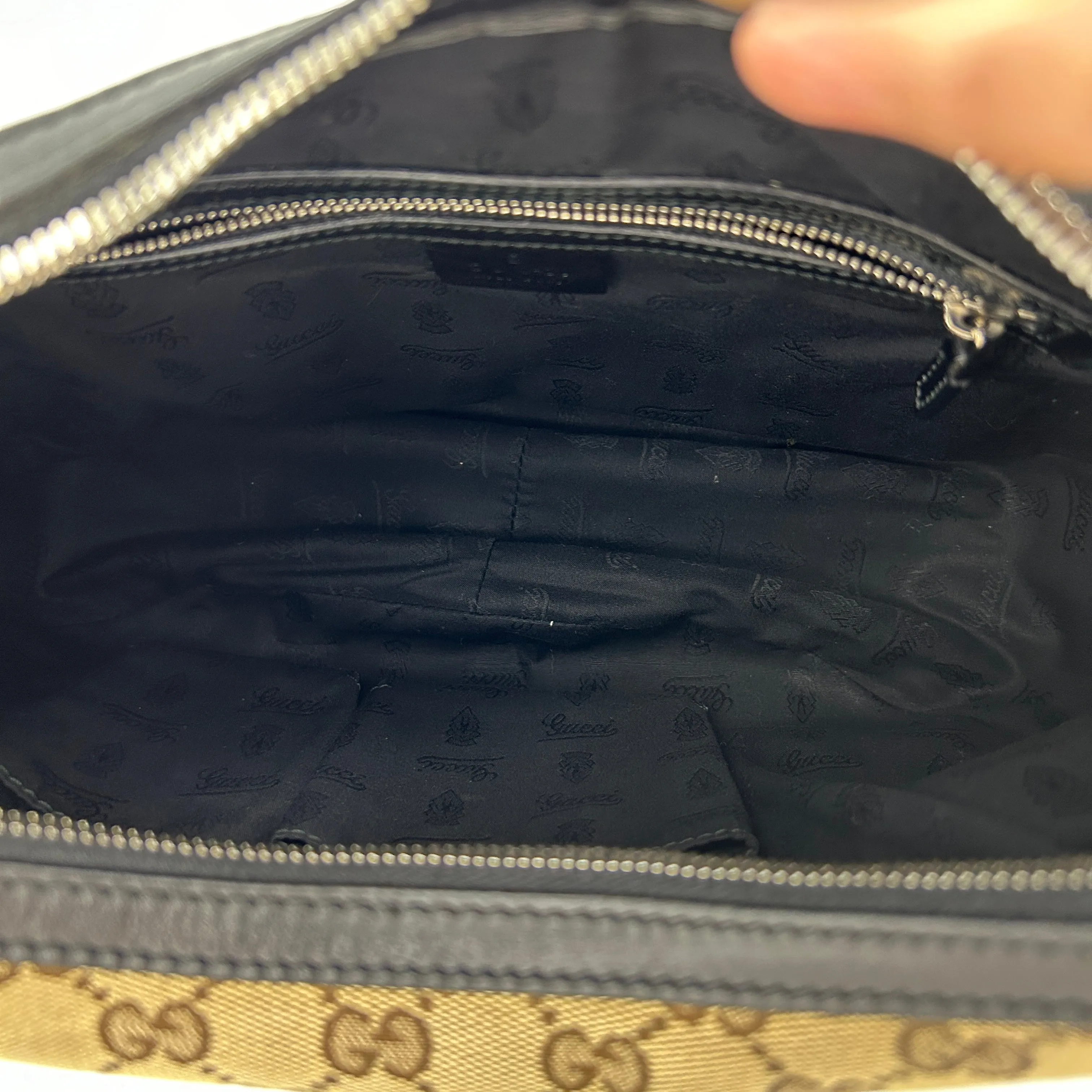 Gucci Large Monogram GG Twins Hobo Black Beige