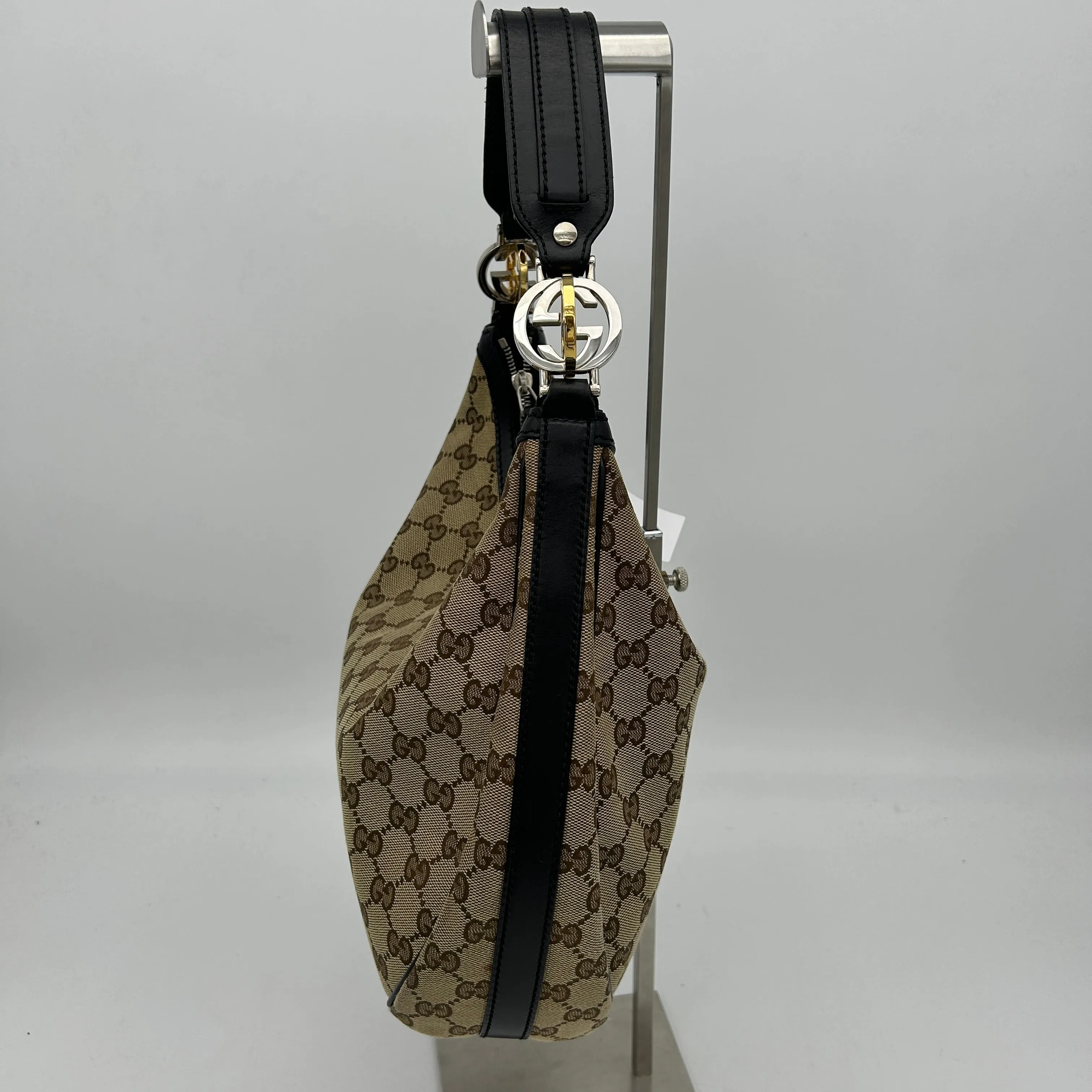 Gucci Large Monogram GG Twins Hobo Black Beige