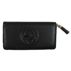 Gucci Leather Wallet Black GG Cellarius - Women Collection SALE