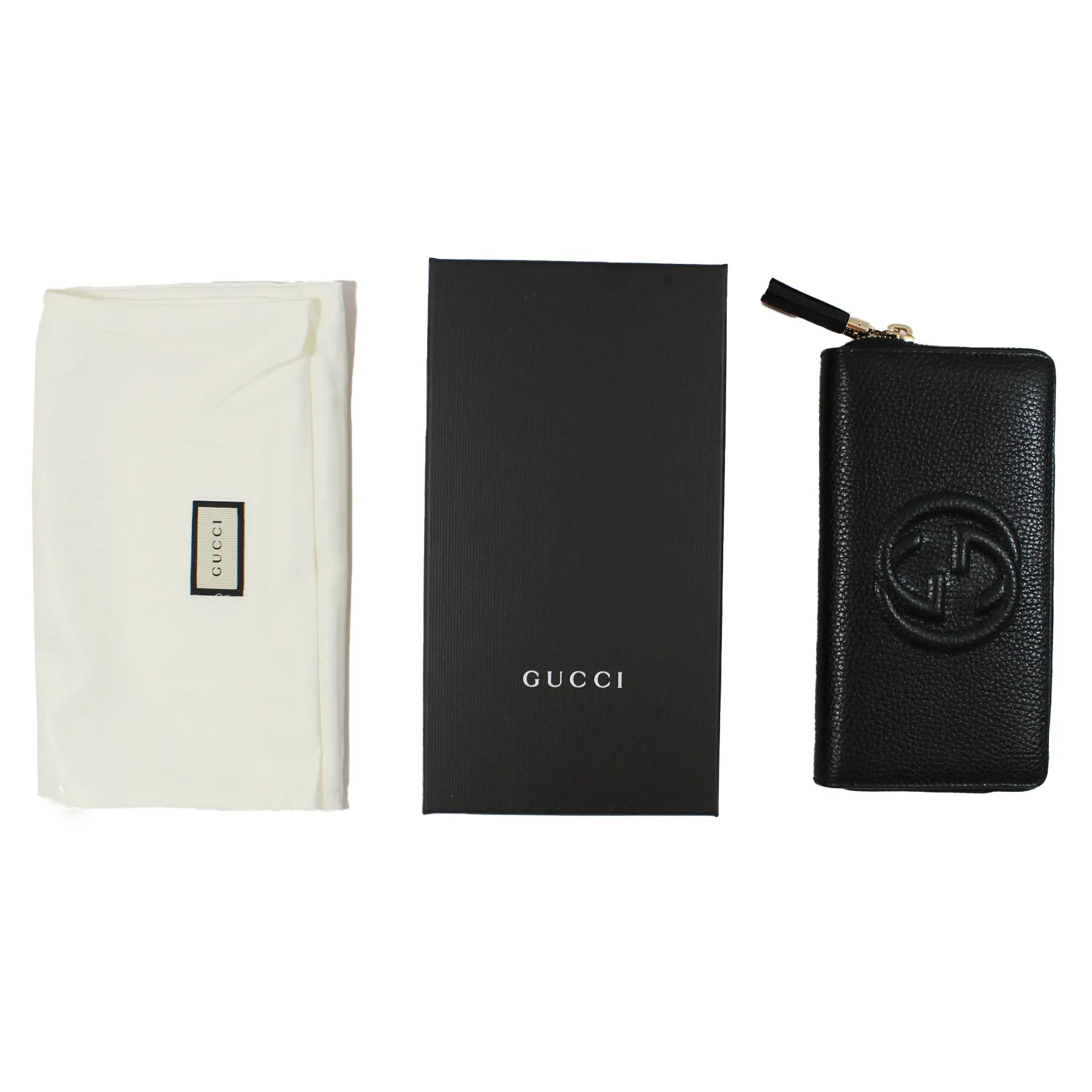 Gucci Leather Wallet Black GG Cellarius - Women Collection SALE