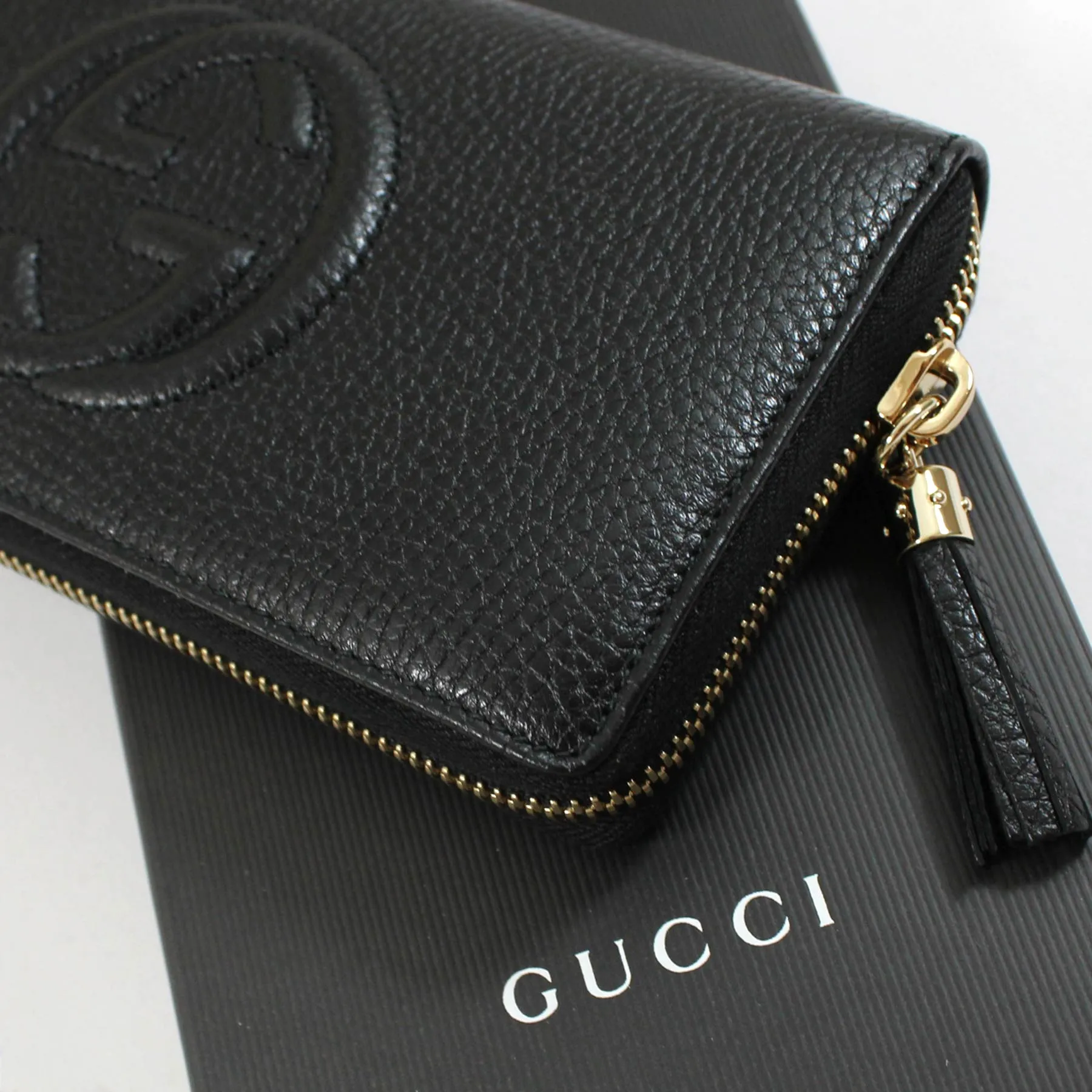 Gucci Leather Wallet Black GG Cellarius - Women Collection SALE