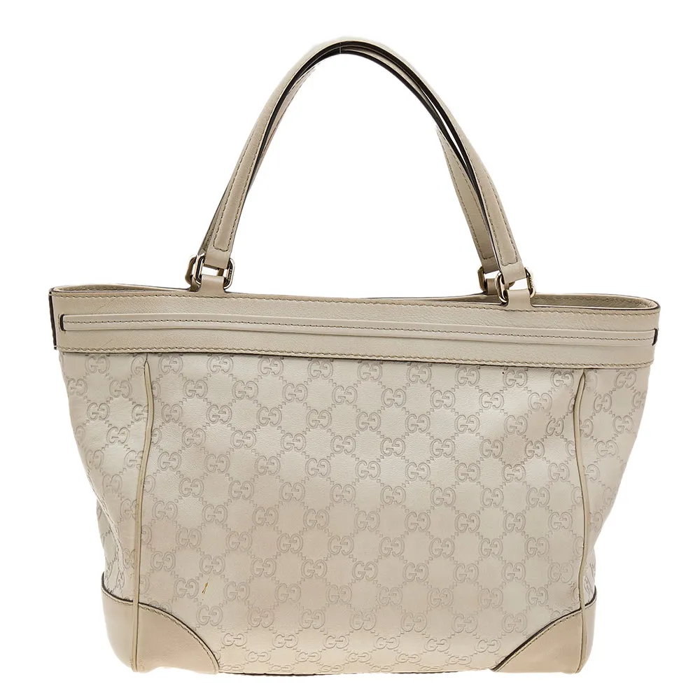 Gucci Light Beige Guccissima Leather Medium Mayfair Bow Tote