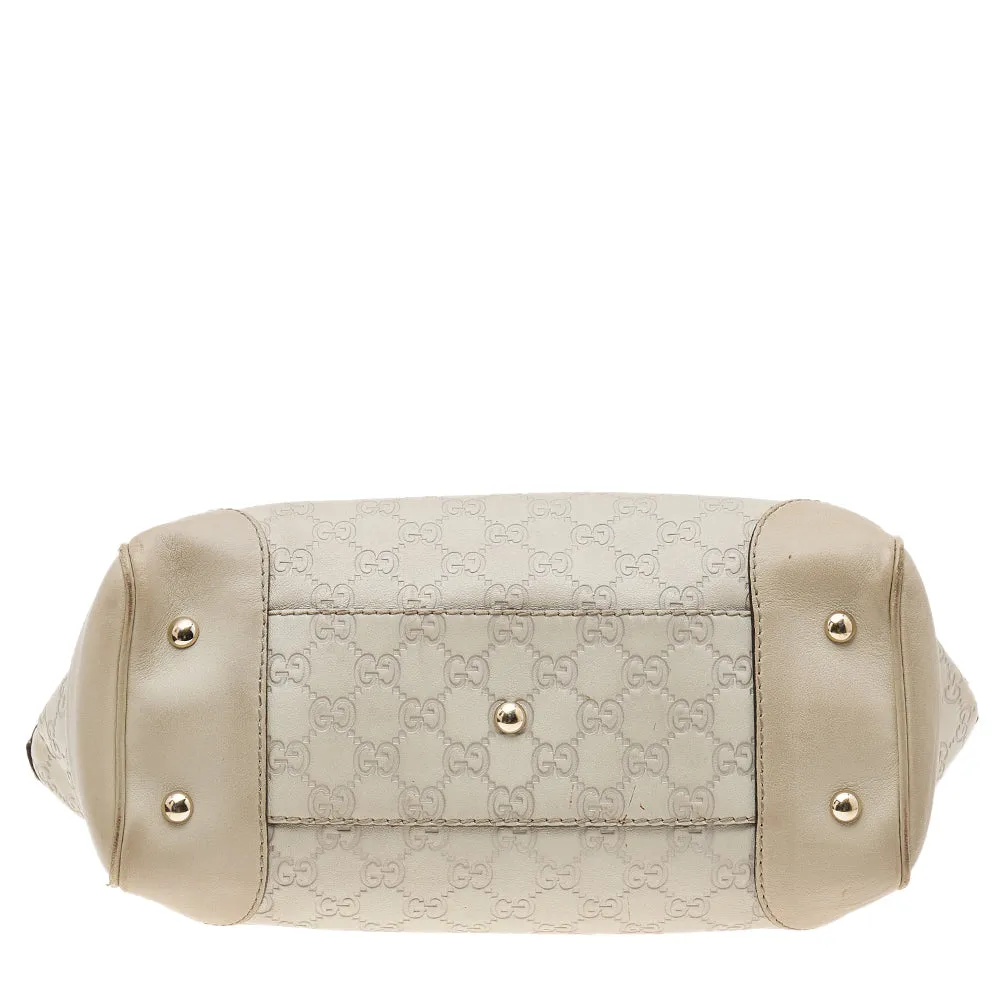 Gucci Light Beige Guccissima Leather Medium Mayfair Bow Tote
