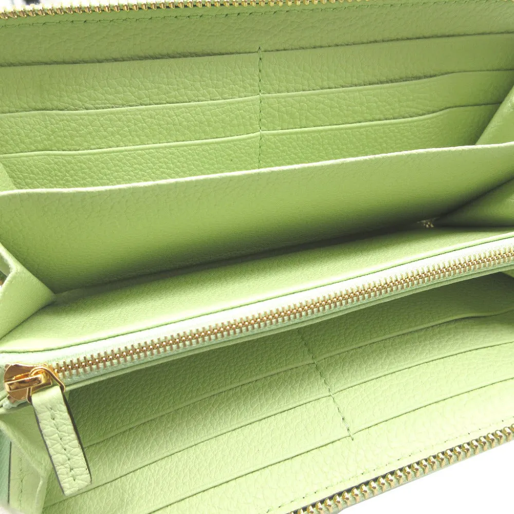 GUCCI Long Wallet Purse 658691 leather Light green Zip Around logo Women Used