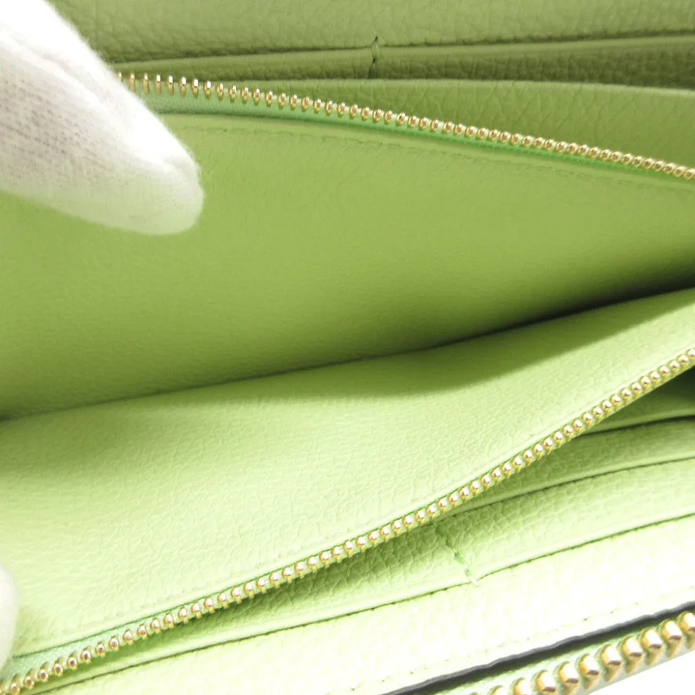 GUCCI Long Wallet Purse 658691 leather Light green Zip Around logo Women Used