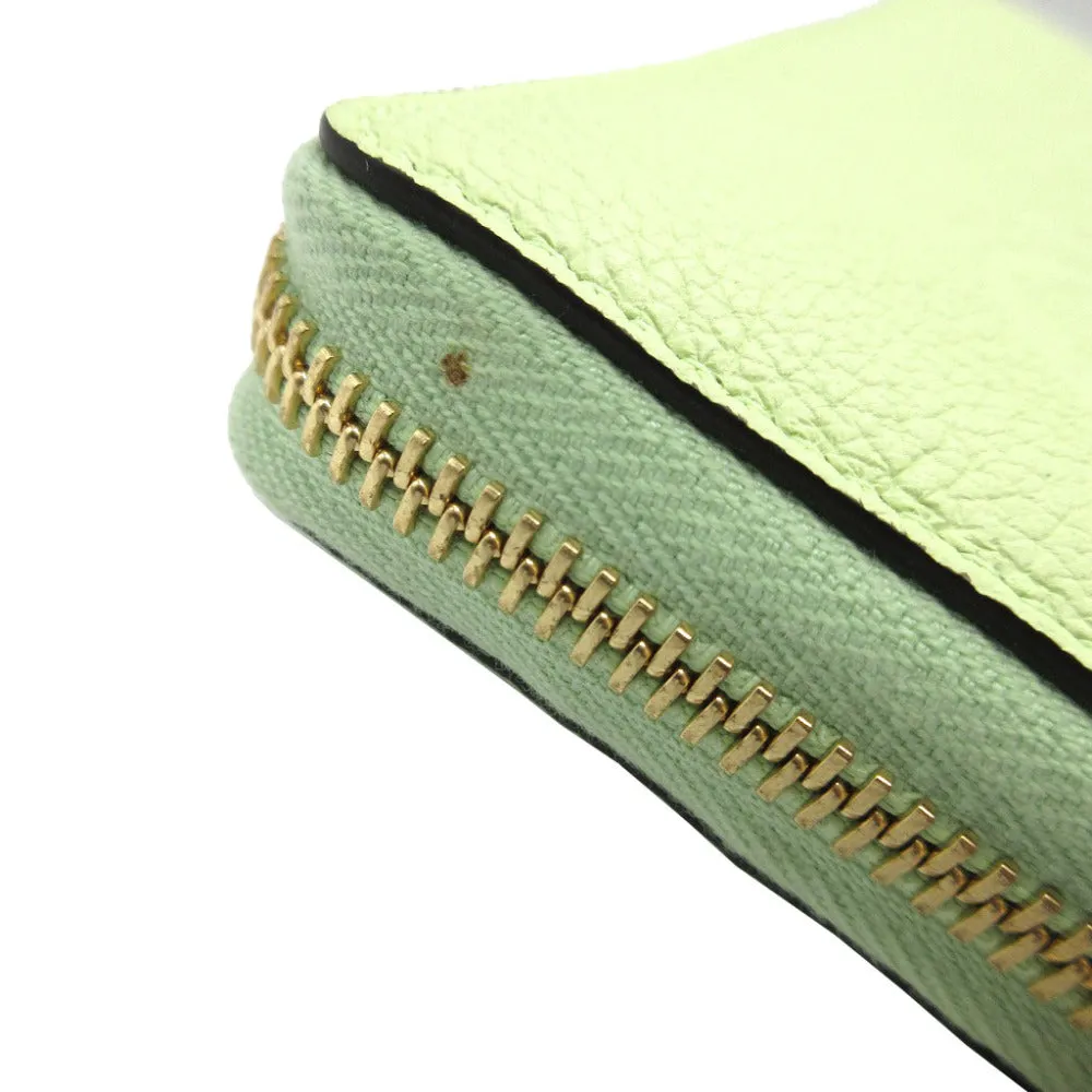 GUCCI Long Wallet Purse 658691 leather Light green Zip Around logo Women Used