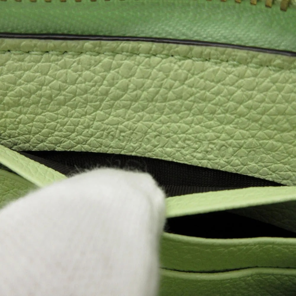GUCCI Long Wallet Purse 658691 leather Light green Zip Around logo Women Used