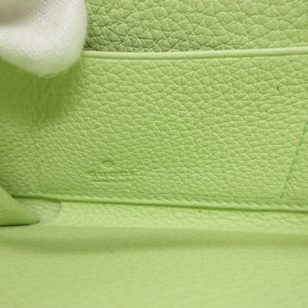 GUCCI Long Wallet Purse 658691 leather Light green Zip Around logo Women Used