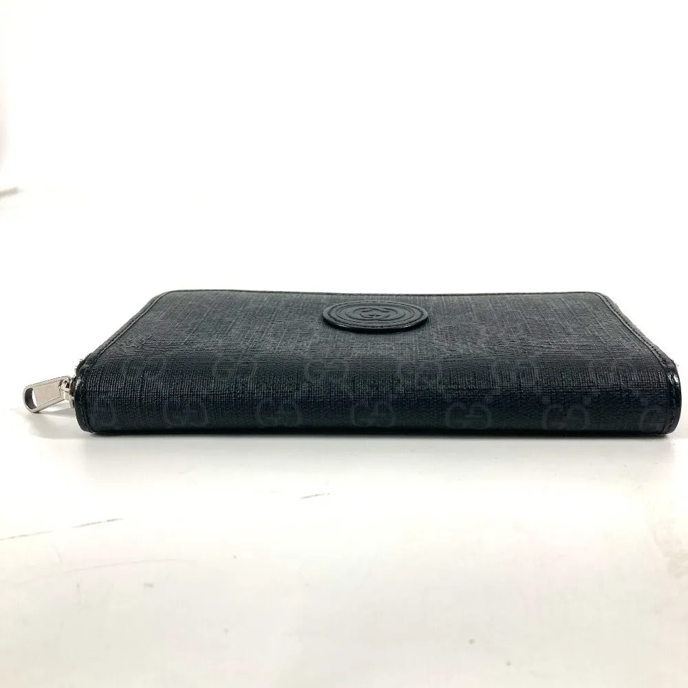 GUCCI Long Wallet Purse 673003 GG Supreme Canvas black GG Supreme Interlocking G zip-around wallet mens Used