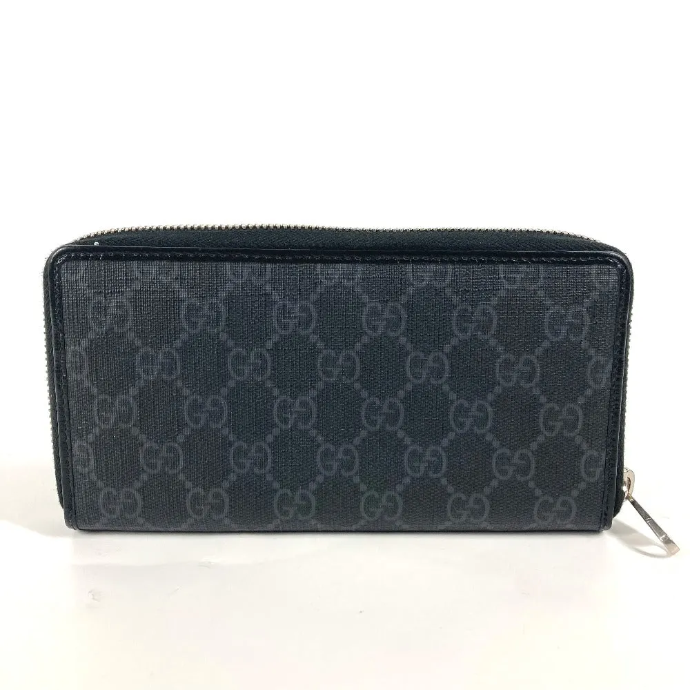 GUCCI Long Wallet Purse 673003 GG Supreme Canvas black GG Supreme Interlocking G zip-around wallet mens Used