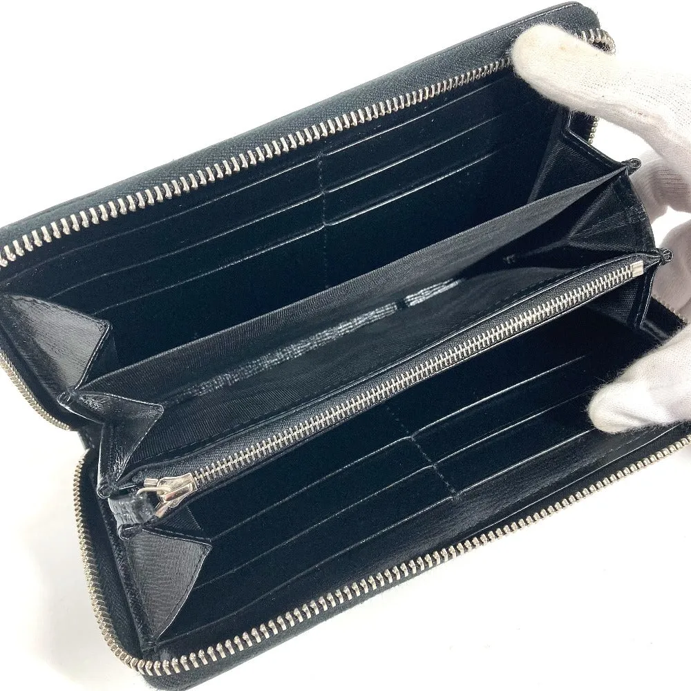GUCCI Long Wallet Purse 673003 GG Supreme Canvas black GG Supreme Interlocking G zip-around wallet mens Used