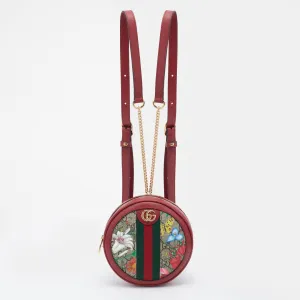 Gucci Multicolor/Red Flora GG Supreme Canvas and Leather Mini Ophidia Backpack