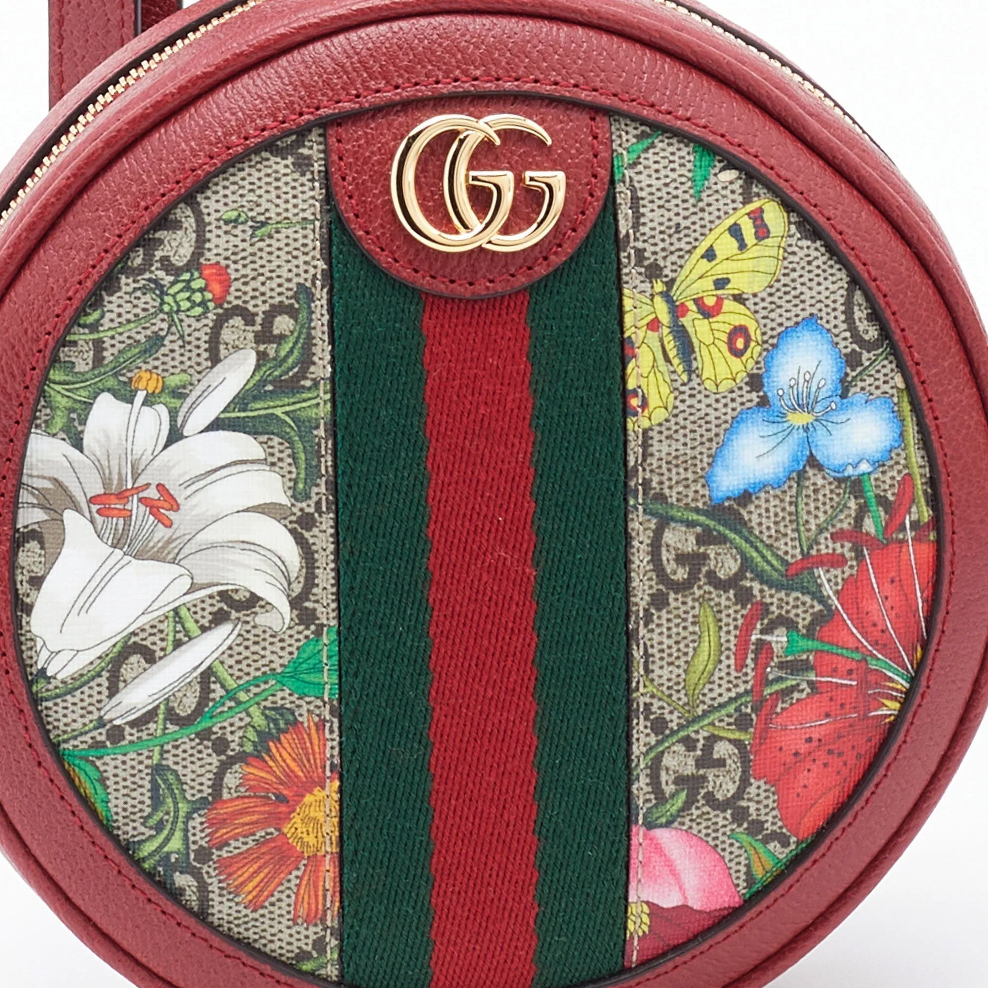 Gucci Multicolor/Red Flora GG Supreme Canvas and Leather Mini Ophidia Backpack