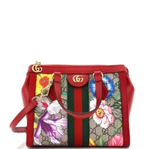 GUCCI Ophidia Top Handle Tote Flora GG Coated Canvas Small
