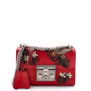GUCCI Padlock Shoulder Bag Embellished Leather Small