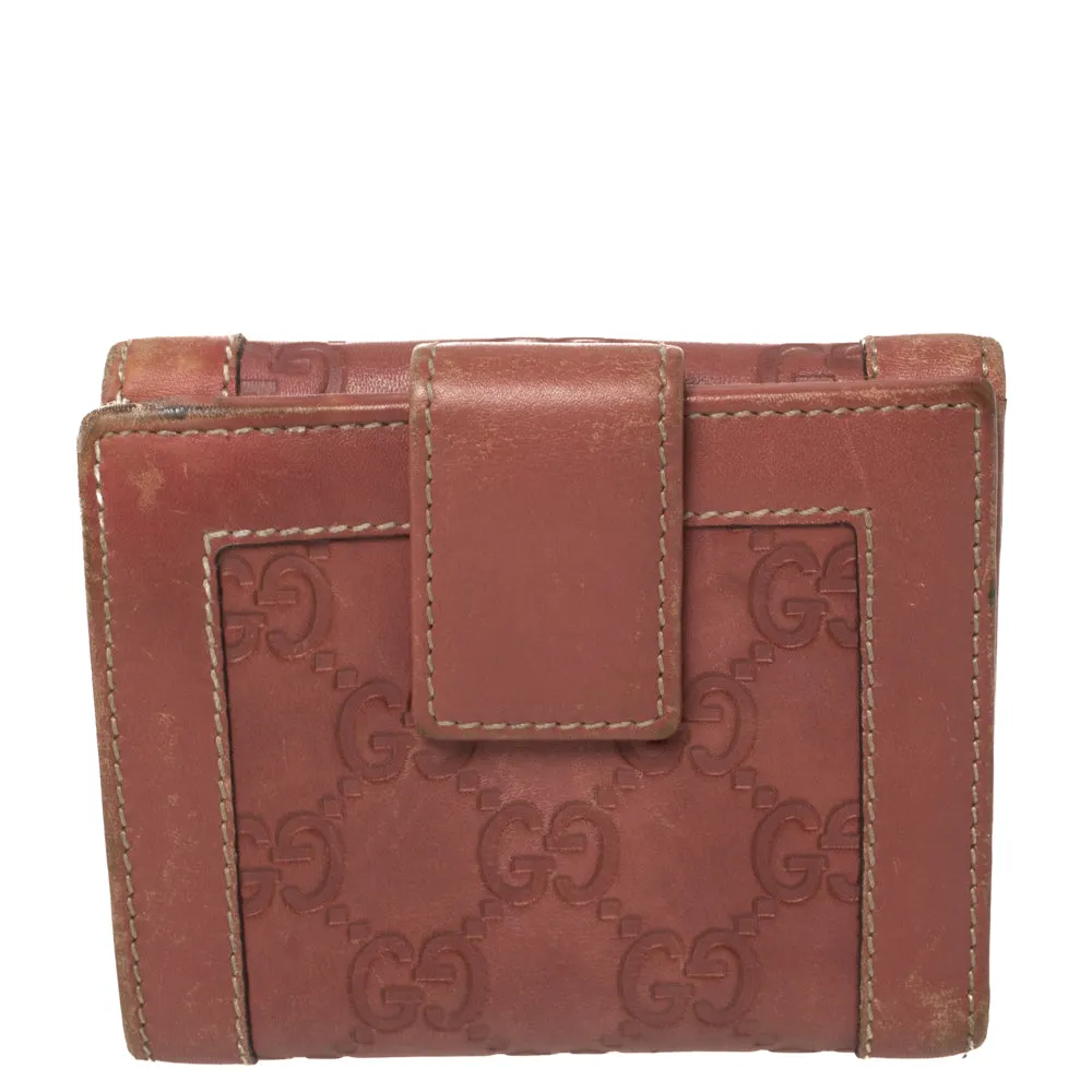 Gucci Pink Guccissima Leather French Wallet