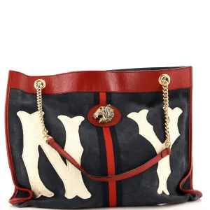 GUCCI Rajah Chain Tote Suede with Applique Large